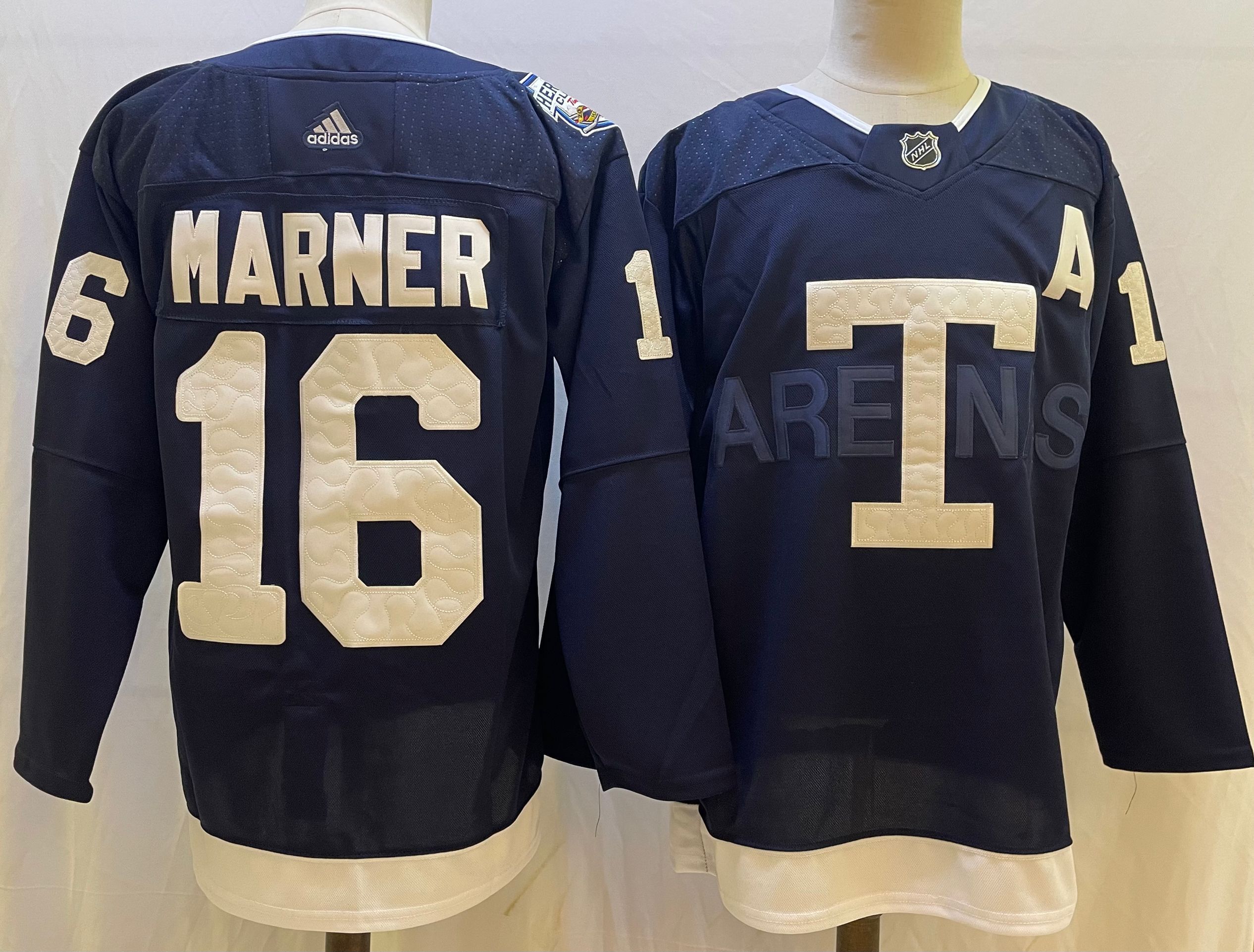 Men Toronto Maple Leafs 16 Marner Blue Classic Edition 2022 Adidas NHL Jersey